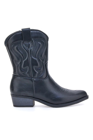 Stivaletti texani neri con ricamo Cafè cost H52804