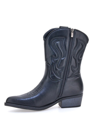 Stivaletti texani neri con ricamo Cafè cost H52804