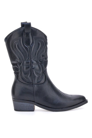 Schwarze Texaner-Stiefeletten mit Café-Stickerei kosten RQ24W9C