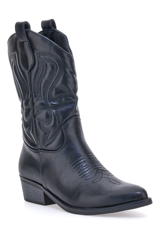 Schwarze Texaner-Stiefeletten mit Café-Stickerei kosten RQ24W9C