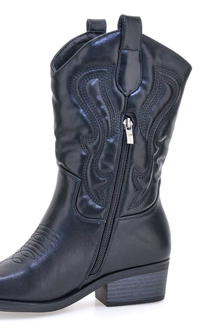 Schwarze Texaner-Stiefeletten mit Café-Stickerei kosten RQ24W9C