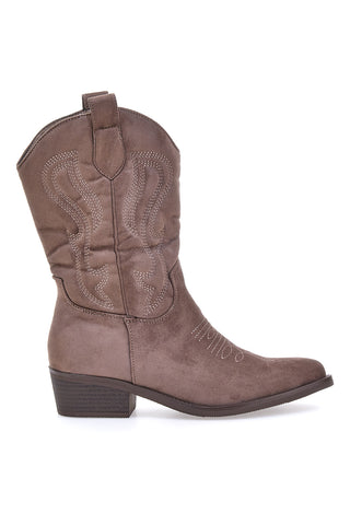 Stivaletti texani marroni con ricamo Cafè cost RQ24W9C