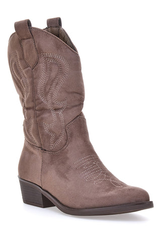 Stivaletti texani marroni con ricamo Cafè cost RQ24W9C