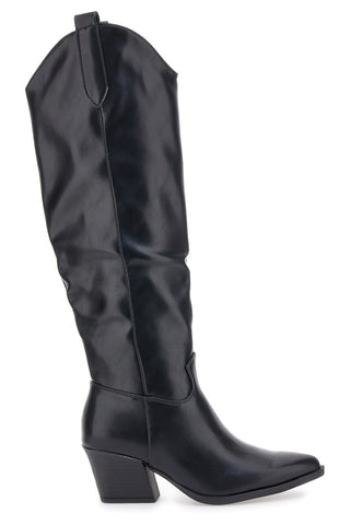 Cafè Cost RQ055 Schwarze Texanerstiefel mit mittlerem Absatz