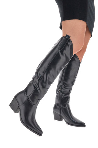 Stivali neri texani con tacco medio Cafè Cost RQ055