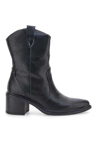Café Cost 70295T06 Schwarze Texaner-Stiefeletten mit Blockabsatz