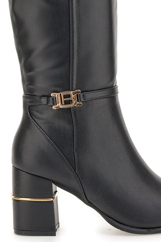 Stivali alti neri con dettagli dorati Laura Biagiotti 8366M