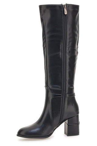 Laura Biagiotti 9416 schwarze Stiefeletten mit Blockabsatz und Riemen