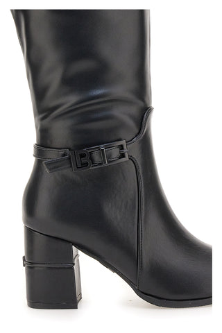 Laura Biagiotti 9416 schwarze Stiefeletten mit Blockabsatz und Riemen