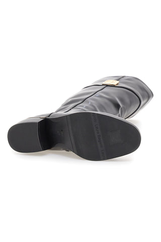 Schwarze Stiefel aus glänzendem Material mit goldenen Details Laura Biagiotti 8782M