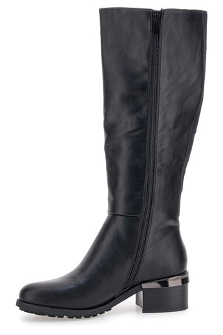 Stivali neri con logo laterale e tacco decorato Gianmarco Venturi SV0199