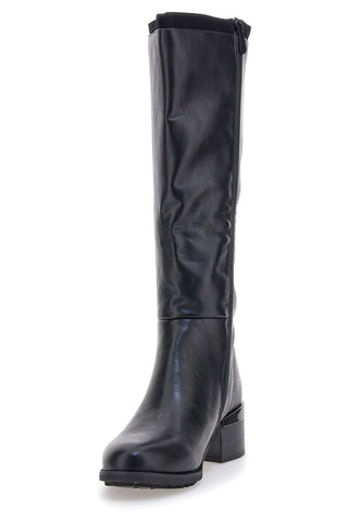 Schwarze Stiefel mit niedrigem Absatz und seitlichem Logo GMV SV0183