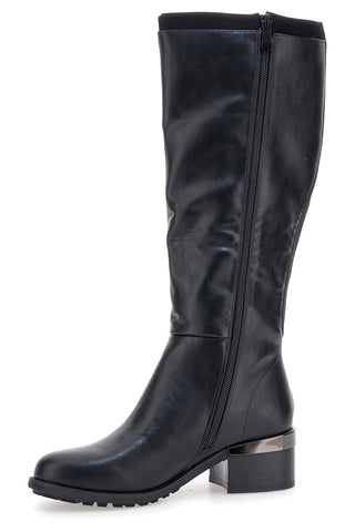 Schwarze Stiefel mit niedrigem Absatz und seitlichem Logo GMV SV0183
