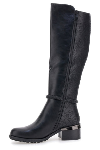 Stivali neri con logo e tacco decorato Gianmarco Venturi SV0184