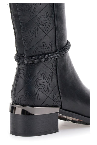 Stivali neri con logo e tacco decorato Gianmarco Venturi SV0184