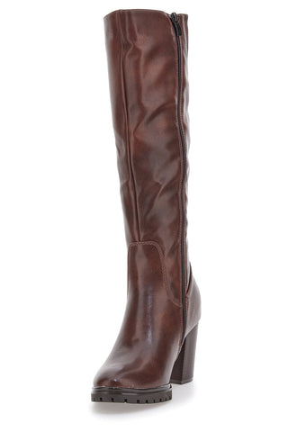 Stivali marroni con tacco alto e suola dentellata Cafè Cost 16807215