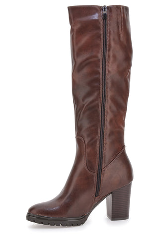 Stivali marroni con tacco alto e suola dentellata Cafè Cost 16807215