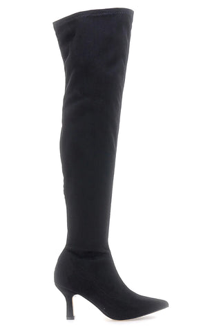 Le Havre Paris 9003 Schwarze Overknee-Stiefel mit dünnem Absatz