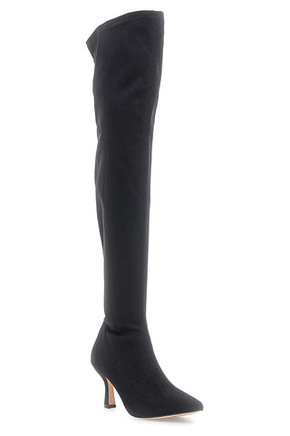 Le Havre Paris 9003 Schwarze Overknee-Stiefel mit dünnem Absatz