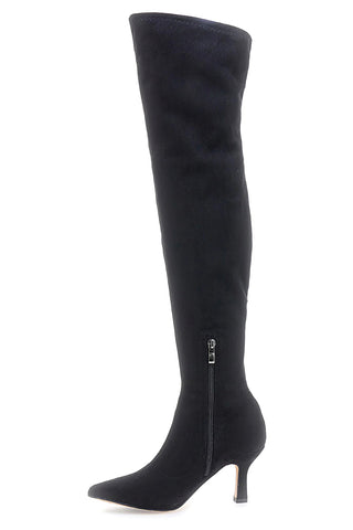 Le Havre Paris 9003 Schwarze Overknee-Stiefel mit dünnem Absatz