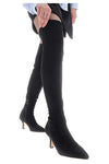 Le Havre Paris 9003 Schwarze Overknee-Stiefel mit dünnem Absatz