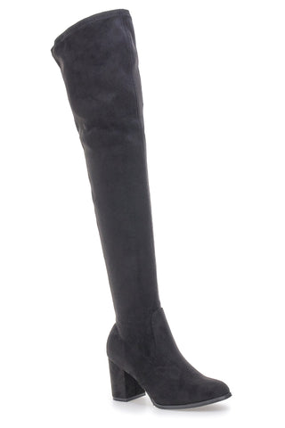 Stivali neri sopra il ginocchio con tacco Le Havre Paris 8001