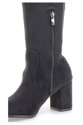 Stivali neri al ginocchio con tacco largo Le Havre Paris 8002