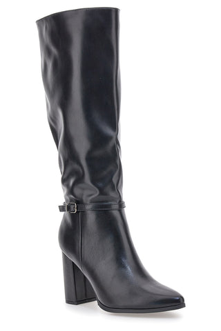 Le Havre Paris 6002 Schwarze Stiefeletten mit hohem Absatz und Riemen