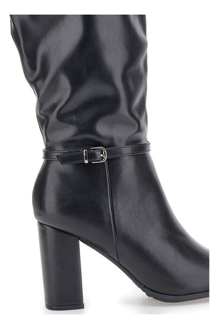 Le Havre Paris 6002 Schwarze Stiefeletten mit hohem Absatz und Riemen