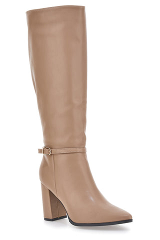 Le Havre Paris 6002 Beige High Heel Stiefeletten mit Riemen