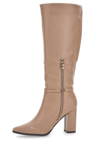 Le Havre Paris 6002 Beige High Heel Stiefeletten mit Riemen