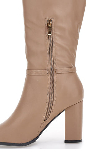 Le Havre Paris 6002 Beige High Heel Stiefeletten mit Riemen