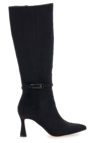 Le Havre Paris 6051 Schwarze Stiefel mit Absatz und dekorativem Riemen