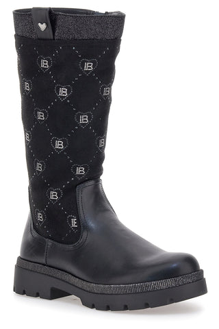 Stivali neri con dettagli cuori e logo Laura Biagiotti L97209506