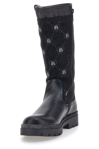 Stivali neri con dettagli cuori e logo Laura Biagiotti L97209506