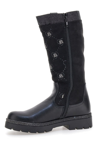 Stivali neri con dettagli cuori e logo Laura Biagiotti L97209506