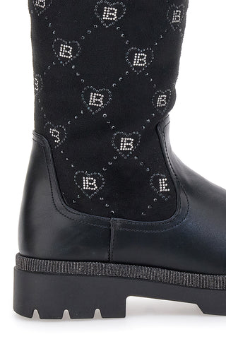 Stivali neri con dettagli cuori e logo Laura Biagiotti L97209506