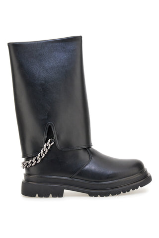 Laura Biagiotti AG1763116712 Schwarze kniehohe Kettenstiefel