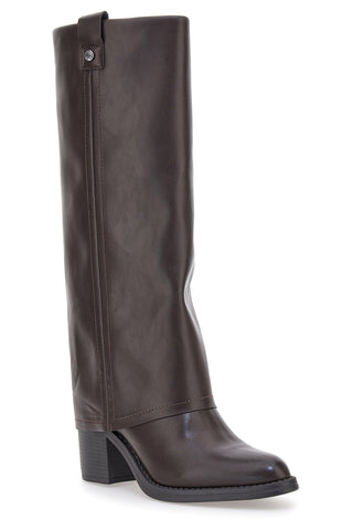 Stivali marroni con tacco medio e punta squadrata Pittarello Capsule BT24186024A