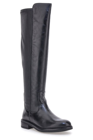 Pittarello Focus KI6036 schwarze hohe Stiefel mit elastischem Schaft und niedriger Sohle