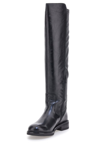 Pittarello Focus KI6036 schwarze hohe Stiefel mit elastischem Schaft und niedriger Sohle