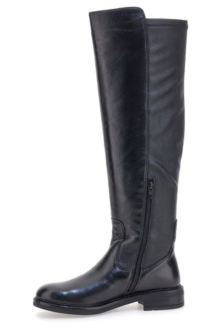 Pittarello Focus KI6036 schwarze hohe Stiefel mit elastischem Schaft und niedriger Sohle