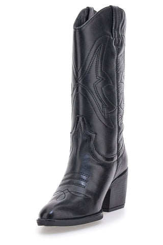 Stivali texani neri in vera pelle con tacco largo Pittarello Focus KI5496