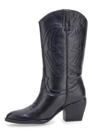 Stivali texani neri in vera pelle con tacco largo Pittarello Focus KI5496