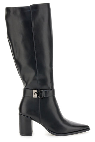 Energy I365 Schwarze High-Heel-Stiefel mit Zierriemen