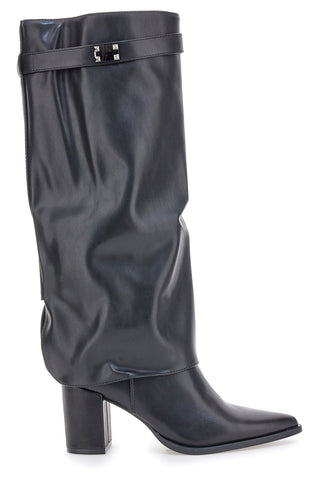 Schwarze Stiefel mit weichem Schaft und quadratischem Absatz Energy I376