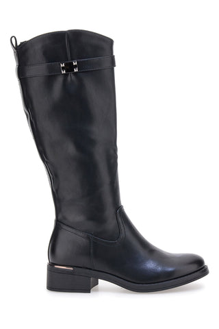 Energy I259 Schwarze Stiefel mit niedrigem Absatz und Nieten