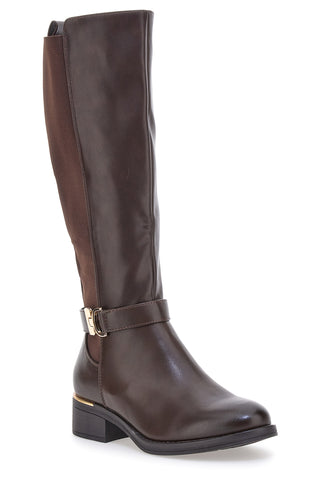 Braune Stiefel mit elastischen Einsätzen und metallischen Details Energy I258