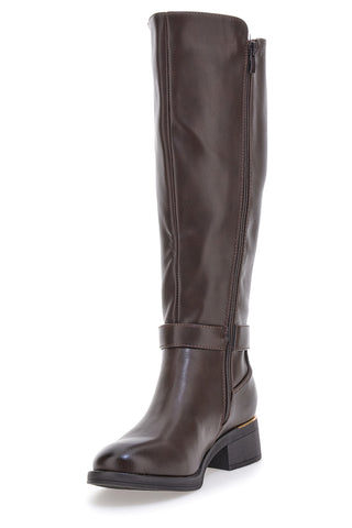 Braune Stiefel mit elastischen Einsätzen und metallischen Details Energy I258