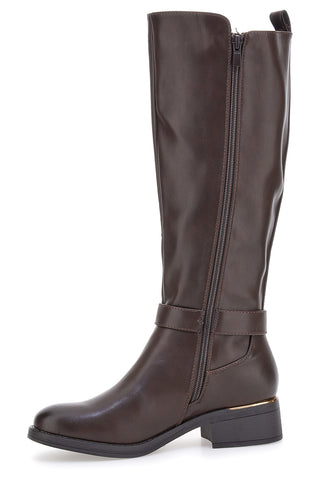 Braune Stiefel mit elastischen Einsätzen und metallischen Details Energy I258